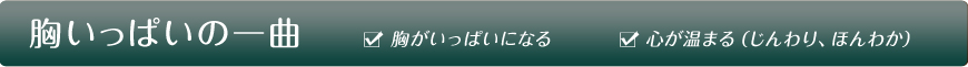 胸いっぱいの一曲 胸がいっぱいになる 心が温まる(じんわり、ほんわか)